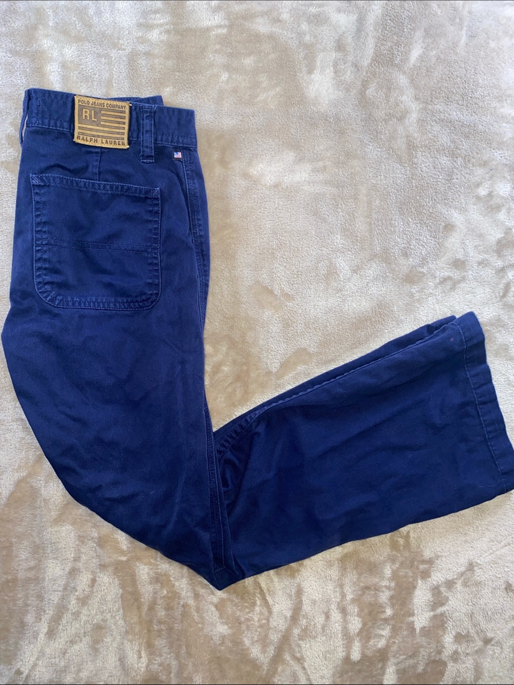 Vintage Ralph Lauren Navy Blue Cotton Flare Pants